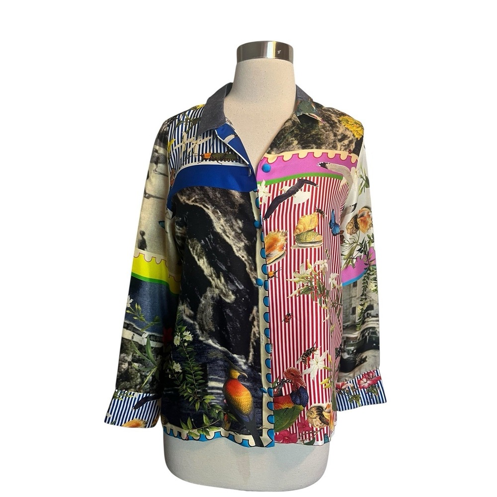 Laboratorio Capri Shirt Small Mixed Print Colorful Blouse